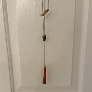 Brown Tassel Necklace with Beads